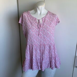 Jane + Delancey floral Medium cap sleeve peplum blouse